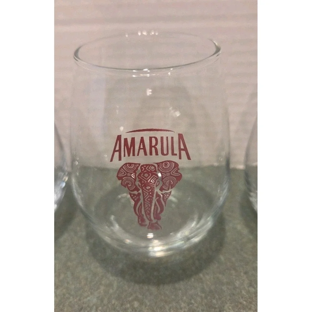 Amarula Liqueur Glasses Red Elephant Logo Barware Set of 4 glasses (Multiples)